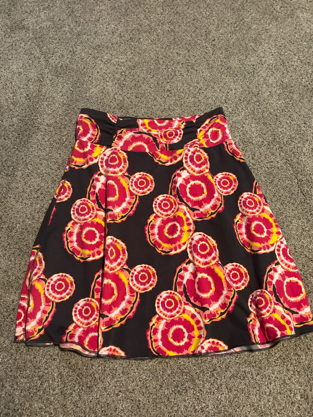 Soybu Black Skirt with Pink & Yellow Circle Print